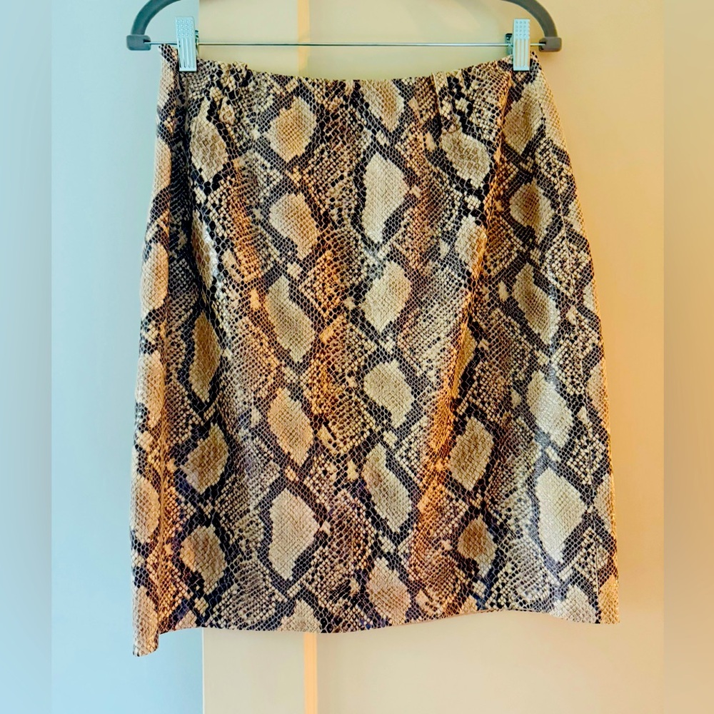 [Carlisle] Faux Snakeskin Print Taupe Straight Pencil Lined Skirt Sz: 4